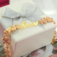 Vente en gros de bracelet avec nom personnalisé pour femme avec nœud papillon cubique en zircon bijoux à bricoler soi-même accessoires pour bracelet