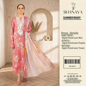 Ensemble Salwar Kameez 3 pièces Shanaya pour femme, non cousu, imprimé numérique, en tissu lawn, prêt pour l'été, décontracté, traditionnel, coupe régulière, pour les fêtes - Product Image 3