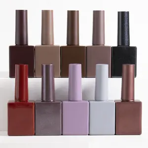 12ml luxury matte pink unique opaque square base coat uv gel empty nail polish glass bottle with brush
