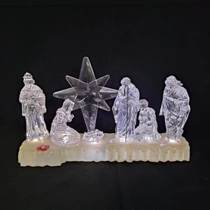Pesebre en Miniatura con 7 Esculturas, Decoración de Mesa, Mini Juego de Natividad, Figuras Navideñas con Luces LED - Product Image 1
