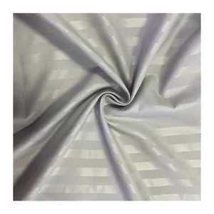 factory directWholesales 95gsm Embossed Stripe 100% Polyester Fabric Optical White Color Strip Fabric For Hotel Bedding