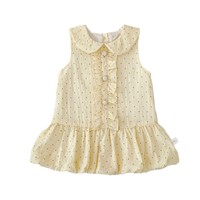Nouvelle Robe d'été sans manches pour petites filles 2026, légère, à pois, col chemise, style tulipe, robe de princesse