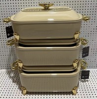 Neu eingetroffen: Isolierter Speisebehälter in Jadefarbe, 3L, 4L, 5L, Thermo-Kasserolle-Set mit luxuriösem, vergoldetem Zubehör