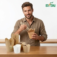 Boîte d'emballage en papier kraft pour nouilles doner, boîte à emporter pour fournisseur chinois de doner, conteneur alimentaire instantané
