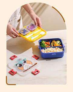 Hộp cơm trưa cao cấp hai tầng hình vuông có ngăn đựng, giữ nhiệt, không BPA, có thể dùng lò vi sóng, giữ nóng, tiện dụng cho trẻ em - Product Image 6