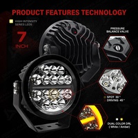 Feux de route auxiliaires LED DRL ambre de 7 pouces pour F150 Wrangler Bronco Tacoma Hilux Off-Road 4X4 Truck UTV Pare-chocs Barre de protection