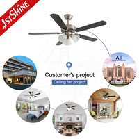1stshine 5 MDF-Flügel Traditioneller Deckenventilator mit Drei Glaslampenschirmen und Zugkettensteuerung mit Beleuchtungsset