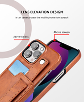 Étui en cuir véritable pour iPhone 15 Pro Max Coque arrière pour iPhone 15 Pro Case