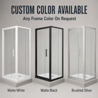 Porte de douche pivotante avec cadre blanc, verre trempé, cabine de douche carrée, sur mesure, vente en gros