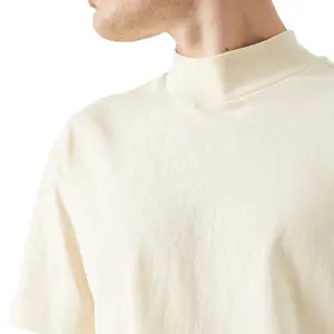 Camiseta masculina solta tamanho grande, venda quente, solta, tamanho grande, camiseta lisa, logotipo personalizado, altura, pescoço apertado
