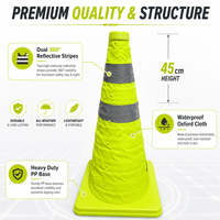Cône de signalisation rétractable et pliable vert de 45 cm, portable et réfléchissant, pour les urgences automobiles et la signalisation routière
