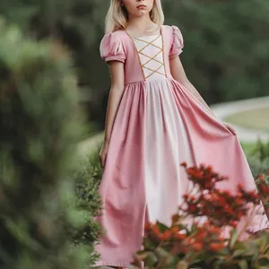 स्लीपिंग ब्यूटी लड़कियों गुलाबी राजकुमारी पोशाक पुनर्जागरण लड़कियों हेलोवीन कॉस्टयूम