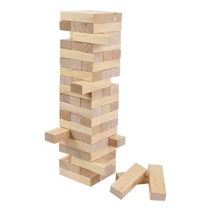 Outdoor Big Size Tumbling Timber Tower, 54 pieces, Wooden Block Toys,Building Tumbling Block Educational Toys Adult Kids Family