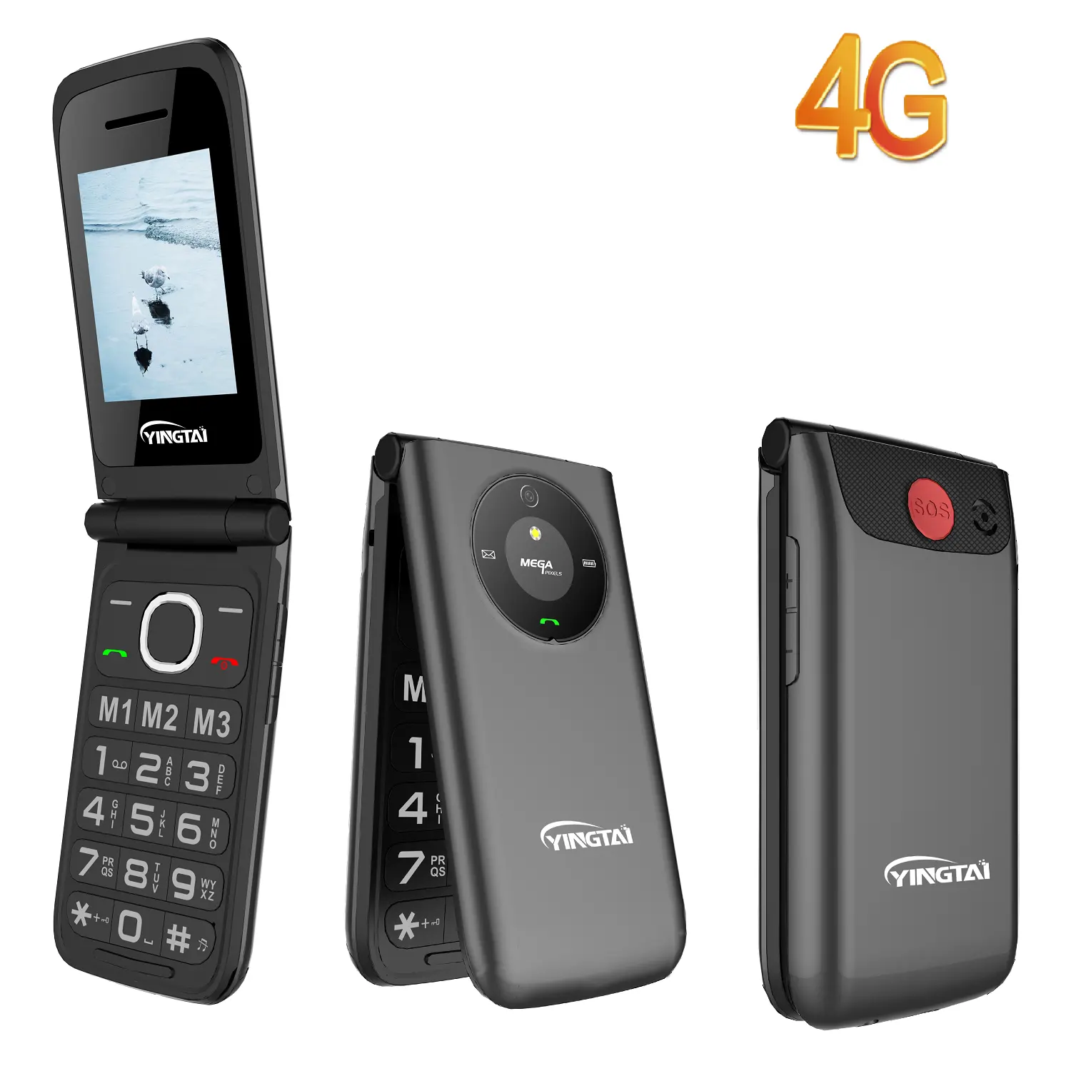 4G 2.4นิ้วขนาดเล็กปุ่มใหญ่เสียงสูงซิมคู่อาวุโสผู้สูงอายุโทรศัพท์มือถือพลิกโทรศัพท์พื้นฐาน