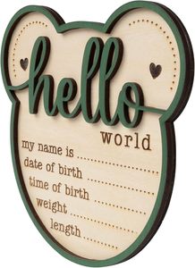 Décor de pépinière bébé 15cm annonce chanter bonjour monde naissance Stats nouveau-né disque pour cadeaux d'hôpital - Product Image 5