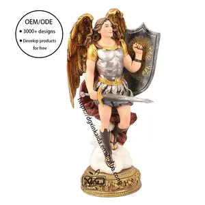 Factory wholesale catholic religious statues resin suppliers hand carved st michael archangel statue angel gifts