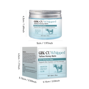 Baume au suif de bœuf nourri à l'herbe 60 ml GHK-CU, réparateur de barrière cutanée au <span class=keywords><strong>miel</strong></span>, crème hydratante fouettée pour le corps, crème anti-âge pour le visage OEM - Product Image 2