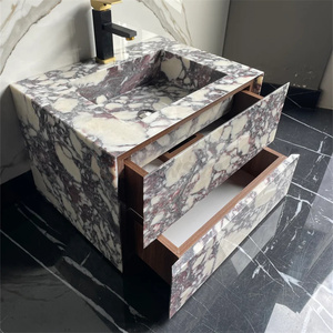 Newstar tùy chỉnh freestanding hình chữ nhật rửa lưu vực calacatta Viola đá cẩm thạch bồn rửa arabescato đá cẩm thạch đôi đá cẩm thạch phòng tắm bồn rửa - Product Image 2