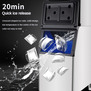 Machine à glaçons électrique commerciale d'extérieur avec forme de glaçon en croissant, boîtier en acier inoxydable, capacité de 200 à 1000 kg - NUELEAD YH 800PM - Product Image 2