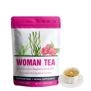 OEM customer logo woman female sea moss red raspberry leaves woman sea moss energy tea