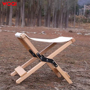 Tabouret de camping pliable Woqi en bois, portable, respirant, carré, pour la pêche en plein air, 40x35x26cm, polyester, couleur lait - Product Image 5