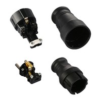 Grande prise électrique mâle UE avec mise à la terre, 250V 16A, 2 broches rondes de 4,8 mm, double prise mâle noire