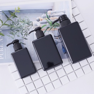 ขวดพลาสติกสี่เหลี่ยมสีดำสำหรับแชมพู โลชั่น  ขนาด 150 มล. 250 มล. 280 มล. 16 ออนซ์  พร้อมหัวปั๊มสีขาว  สำหรับสบู่เหลวแบบกำหนดเองได้  วัสดุ HDPE และ PET - Product Image 2