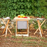 HE-1149, Portable Pliant Hêtre Bois Camping Pique-Nique SBBQ Chaises Chaises De Pêche En Bois Massif Et Toile Tabourets Triangulaires