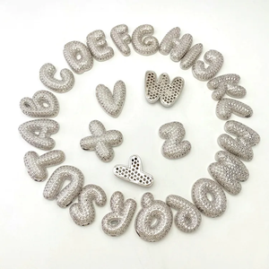 Gran oferta, collar con inicial del alfabeto Chapado en plata, globo de circón de latón, Burbuja, gordito, 26 colgantes con letras en inglés, collar - Product Image 5