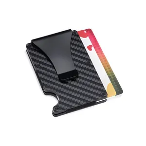 Мужской кошелек из углеродного волокна с RFID-защитой, металлический минималистичный кошелек для кредитных карт, тонкий алюминиевый кошелек для мужчин