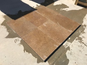 Noche Travertine French Pattern 3cm Paver Tumbled Honed Chiseled Bullnosed Eased Edge <b>For</b> <b>Garden</b> Villa <b>Pool</b> - Product Image 3