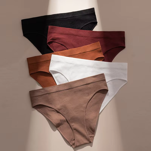 Women <b>Seamless</b> Bikini Panties Ribbed Low Rise Solid Color <b>Thong</b> G String Underwear Eco-Friendly Nylon Waist Custom Wholesale - Product Image 2