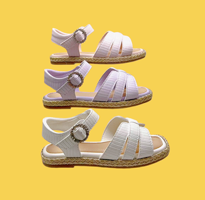 Sandales pour filles à nœud papillon, sandales ouvertes à tressage pour filles <span class=keywords><strong>princesses</strong></span>, vente en gros d'usine, designs personnalisés, pour l'été en plein air - Product Image 1