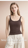 Cami double bretelles fines en mélange de laine doux pour femme, avec double bretelle fine, tombé fluide, haute extensibilité, hiver