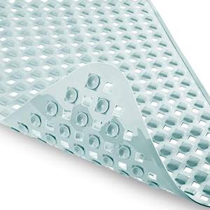 שטיח אמבטיה ארוך במיוחד 88x40 ס\\\"מ PVC דוגמת גלים מודרנית נגד החלקה עם כוסות יניקה ניתן לכביסה במכונה ידידותי לסביבה מתוצרת מכונה לחדר אמבטיה - Product Image 4