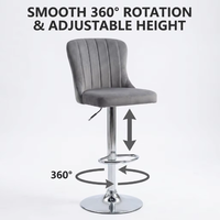 Meubles de salle à manger Chaise en velours de style nordique Siège à coussin souple Tabourets hauts de comptoir de bar à base métallique