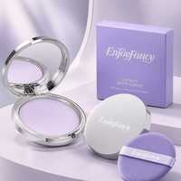 Poudre Matifiante Lavande Marque Blanche Effet Soft Focus, Poudre Fixatrice et Correctrice avec Miroir, Poudre Compacte Portable