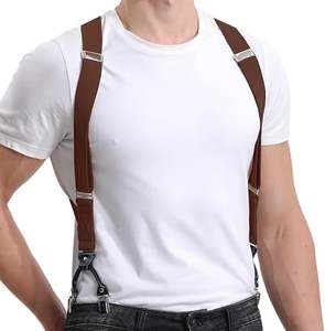 Bretelles en cuir ajustables à <span class=keywords><strong>6</strong></span> clips pour hommes Bretelles unisexes pour pantalons décontractés Accessoires de mariage Bretelles à mousqueton pour adultes - Product Image 1