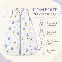 Gigoteuse Bébé 100% Coton Sans Manches Couverture Portable Fermeture Éclair Bidirectionnelle Imprimé Monstre Respirante 0-24 Mois Personnalisable OEM