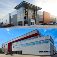 Entrepôt de stockage multifonctionnel industriel moderne à double étage en acier préfabriqué avec résistance au vent élevée