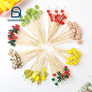 Vari tipi di decorazioni personalizzate per feste bandiera da Cocktail Pick ombrello stuzzicadenti stuzzicadenti di frutta di bambù spiedini di cibo per bambini