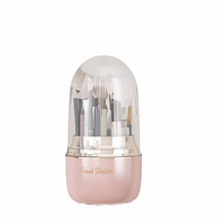 Organisateur de maquillage rotatif en plastique, support de pinceaux, anti-poussière, étui de rangement pour rouge à lèvres et fards à paupières