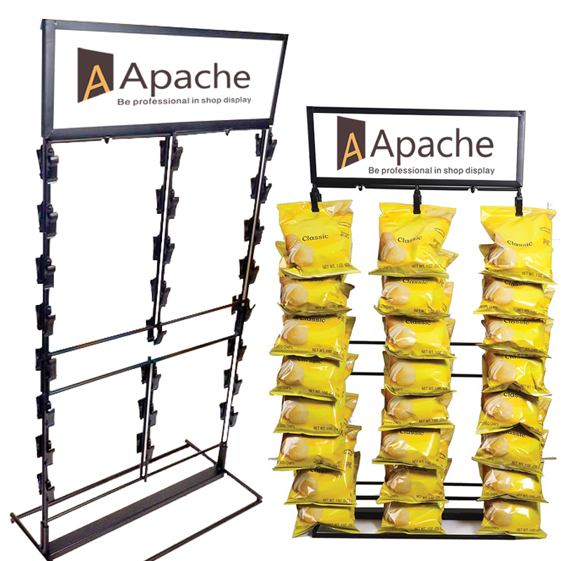 Apache Customized Metal Light Duty Supermarket Rack Potato Chips Display Modern Design Powder Coated Floor Standing Custom Color — view 2