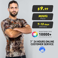 Tontons Factory Custom Fashion No Gi Fight Sublimated Quick-Dry Swimwear Custom Mma Bjj Rashguard Demi-Manches