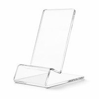 Support de téléphone YXM personnalisé avec logo, en acrylique massif moderne, léger (16g), pour téléphones de 4 à 8 pouces, surface transparente polie, support de bureau universel