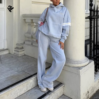 Ensemble de survêtement personnalisé Streetwear à rayures, sweat à capuche oversize et pantalon de jogging large, ensemble deux pièces pour femme