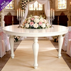 <b>White</b> Modern Luxury Tempered Glass Round Gold Legs Stainless Steel Wedding Event Banquet Dinning <b>Table</b> - Product Image 1