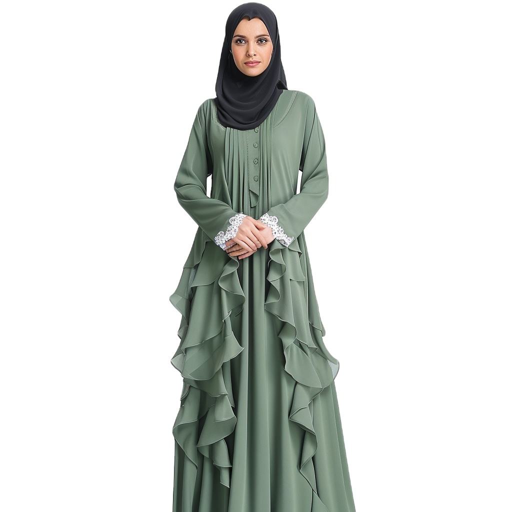 Wholesale High Quality Green Plain Full Umbrella Abaya Hijab
