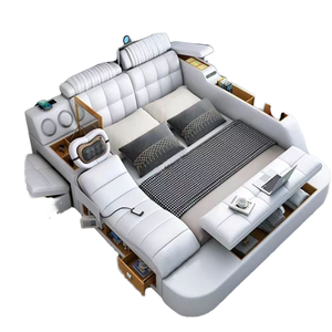 HAOYU Luxuriöses Leder Smart Schlafsofa Modern mit Stauraum Gestepptes Design Massage Weicher Holzrahmen Kundenspezifische Größe HY-010 - Product Image 1