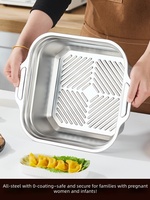 Marmite carrée en acier inoxydable grande capacité, épaissie, pour soupes et plats chauds, grande marmite de cuisson, ustensile de cuisine pour cuisinière à gaz/à induction